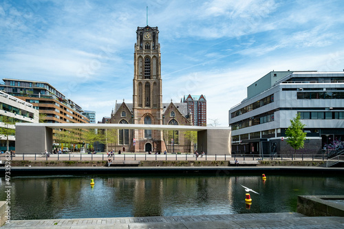 Canvas Print Grote- or Sint Laurenskerk at the Grote Kerkplein in Rotterdam, Zuid-Holland Pro
