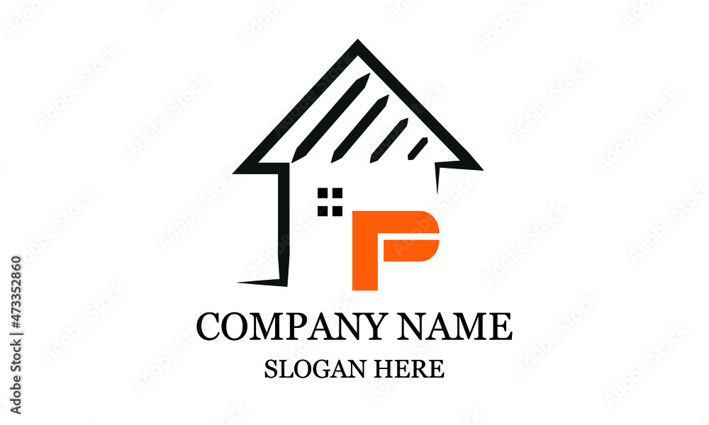 Architecture logo design, vector design template of construction company brand, real estate sign with letter P. Architecture logo design, vector design template of construction company brand, real estate sign with letter P.