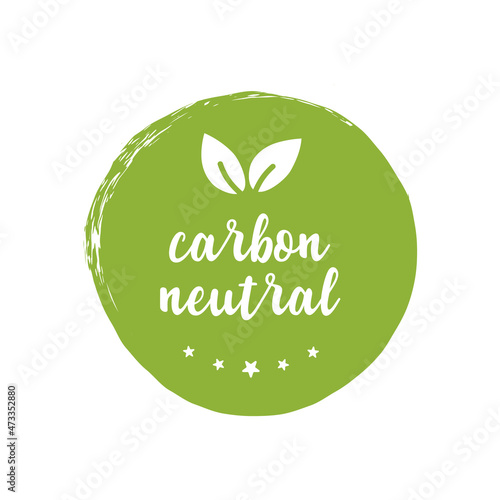 Carbon neutral icon green stamp. CO2 energy monoxide carbon ecology background label concept. Vector