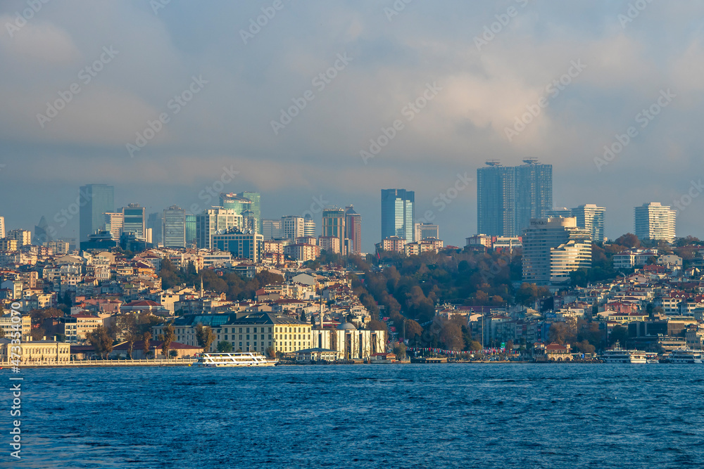 Ferry is on The Bosphorus in Istanbul