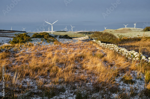 Scottish Windfarm in South Ayrshire Scotland with a wintery landscape photo