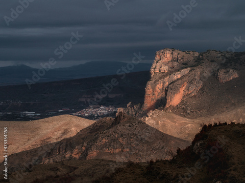 Rock canyon in the mountain  viguera la rioja Spain diciembre 2021 