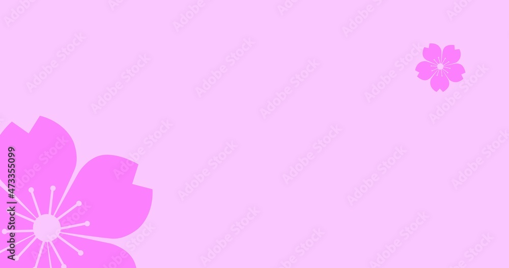 Vector image of flowers over pink background with copy space