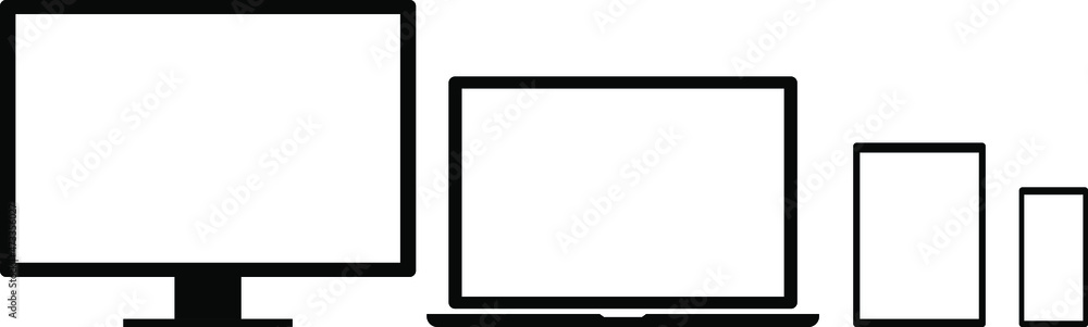 Mobile Phone, Tablet PC, Computer Monitor and Laptop Vector devices of responsive web design on Transparent Background. Mobile Phone, Tablet PC, Computer Monitor and Laptop Vector devices of responsive web design on Transparent Background.