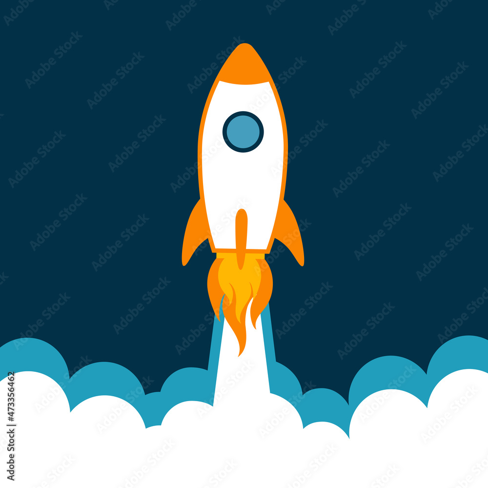 Rocket. Space rocket launch. Project start up. Flying cartoon rocket. Vector  illustration isolated on white background Stock Vector, rocket 