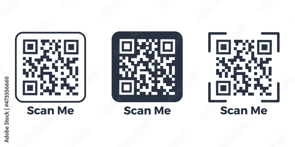 QR code set. Template of frames with text - scan me and QR code for ...