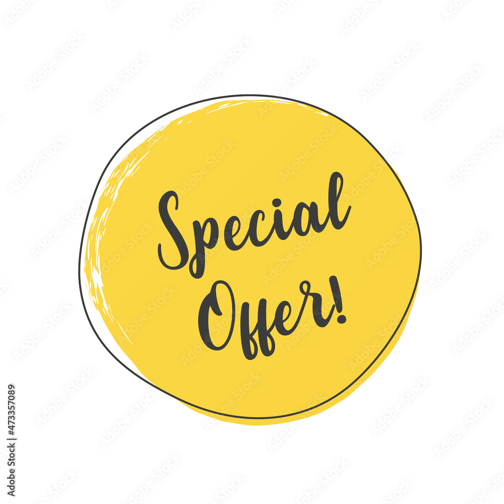 Special offer grunge style yellow colored on white background. Banner sale tag. Market special offer discount label. Vector Special offer grunge style yellow colored on white background. Banner sale tag. Market special offer discount label. Vector
