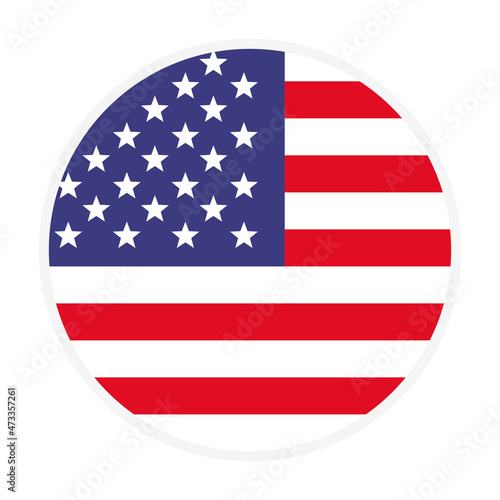 Round American Flag Icon. vector.