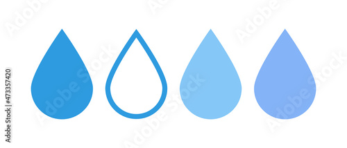 Water drop button icon set. Rain and sweat can also be expressed.