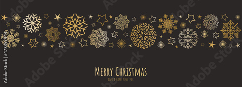 christmas greetings banner with snow flakes
