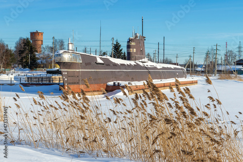 Old Soviet submarine B-440 on a winter day. Vytegra. Vologda region photo