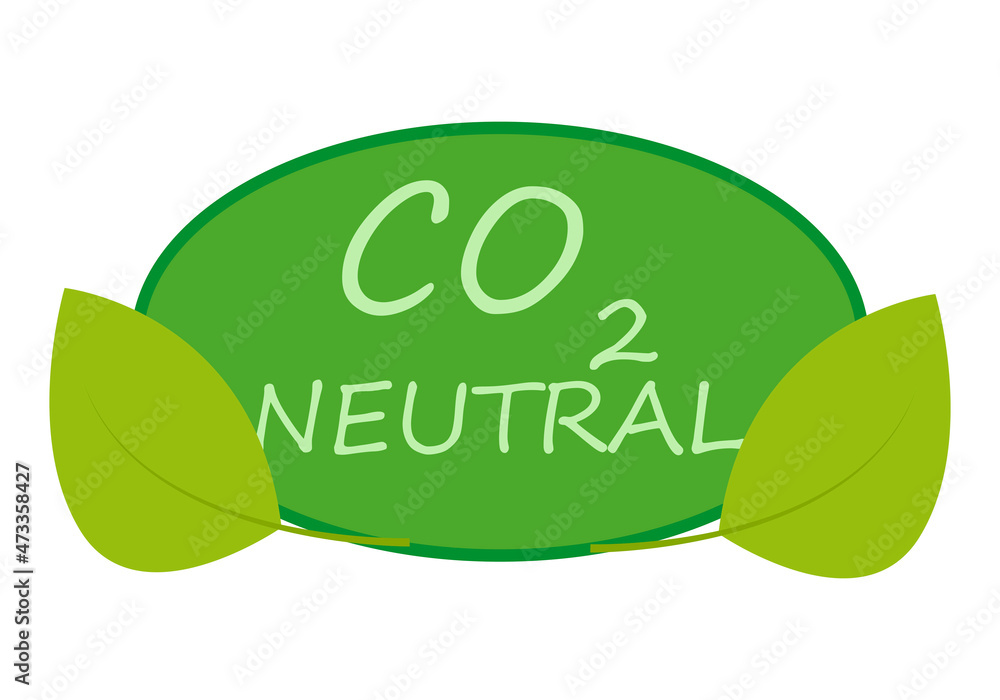 Etiqueta verde de dióxido de carbono neutral.