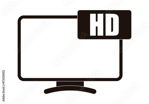 Icono negro de pantalla en fondo blanco en HD.