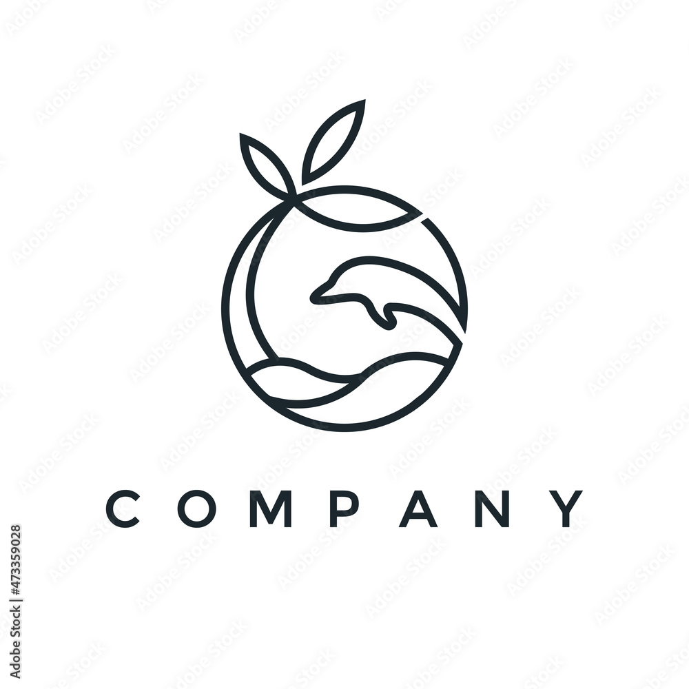 Line art tropical dolphin logo vector for your company or business