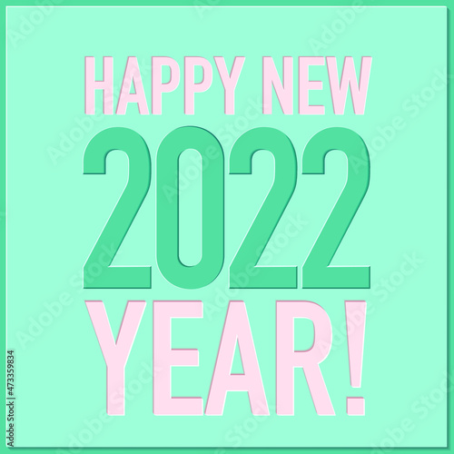 New year card 2022 in paper cut aut style. The color can be changed.