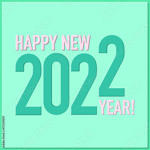 New year card 2022 in paper cut aut style. The color can be changed.