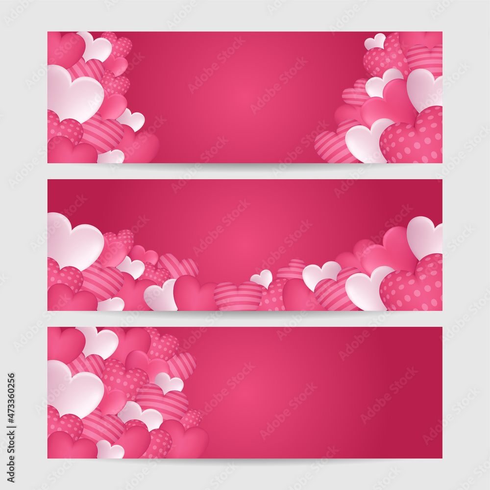 Happy Valentine's Day banner. Holiday pink background design with heart. Design for special days, women's day, party, birthday, mother's day, father's day, Christmas, wedding, and event celebration