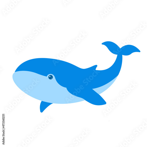 Cute Blue whale Flat vector logo icon Illustration design Whales Clipart