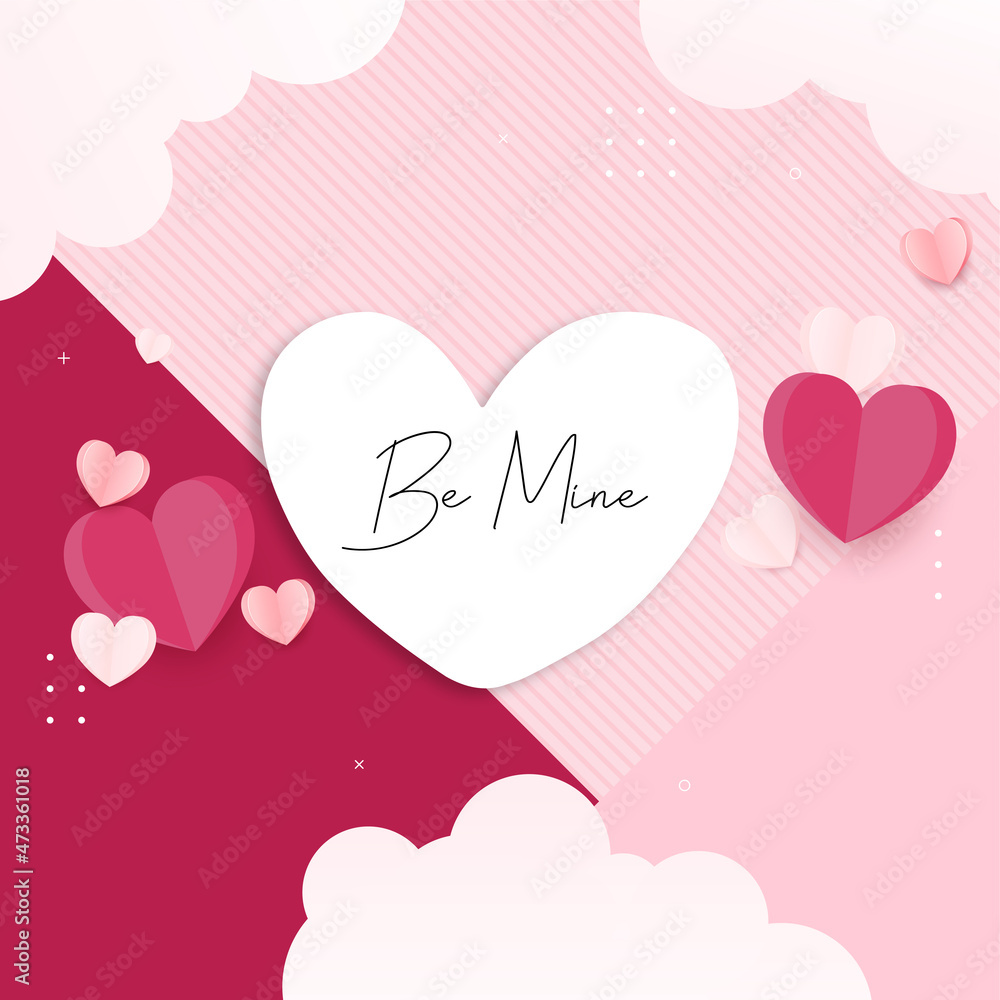 Happy valentine's day greeting card background template. Trendy abstract square art templates. Suitable for social media posts, mobile apps, banners design and web/internet ads.