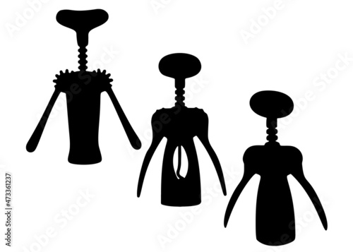 Wine corkscrews included. Vector image.