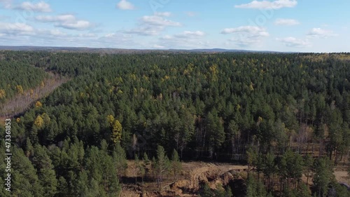 Flight over the river Siberia