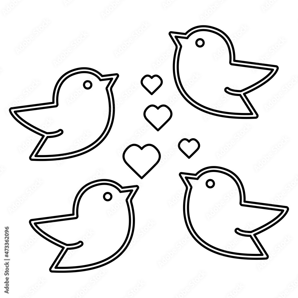 birds icons and hearts, vector illustration birds icons and hearts, vector illustration