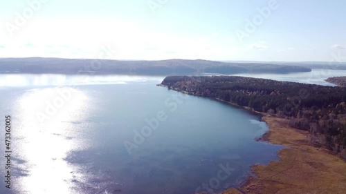 Flight over the river Siberia