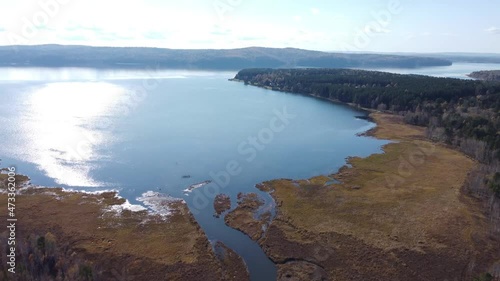 Flight over the river Siberia