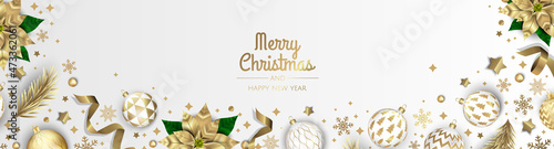 Merry Christmas sale banner template. Greeting card, banner, poster, header for website