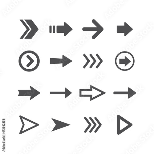 Arrow icon collection. Set of different arrows. Flat style isolated vectors.
