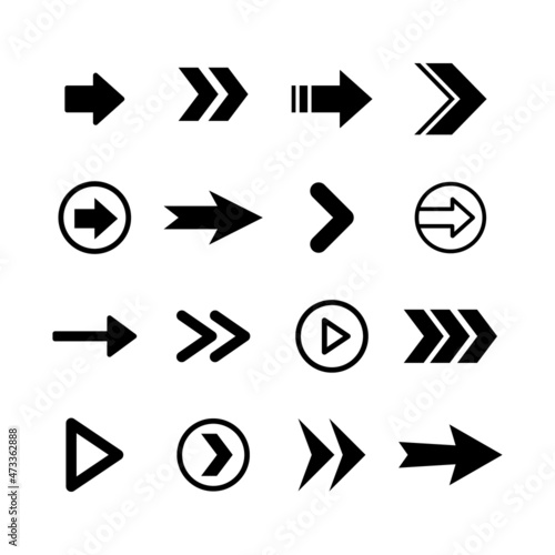 Arrow icon collection. Set of different arrows. Flat style isolated vectors.
