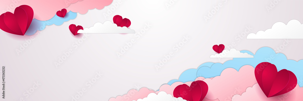 Love valentine's banner background with hearts. Design for special days, women's day, valentine's day, birthday, mother's day, father's day, Christmas, wedding, and celebrations. Vector illustration
