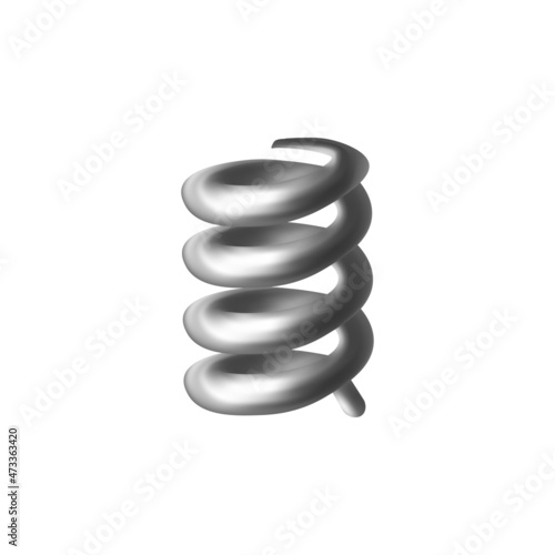 Coil spring 3d icon. Metal helical compression spring, realistic illustration, steel machine element or detail isolated