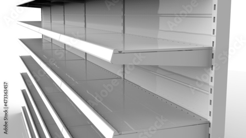 Foto Set of white empty store shelves