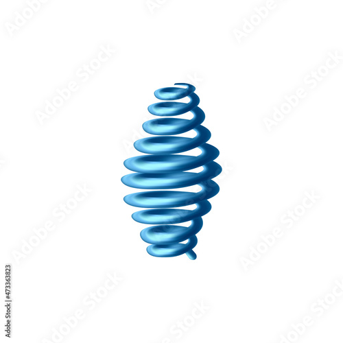 Spring spindle shaped with silicone wrap, 3d vector illustration isolated.