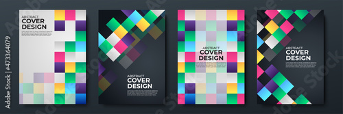 Modern abstract covers set, minimal covers design. Colorful geometric bauhaus background, vector illustration. Suit for business, corporate, institution, party, festive, seminar, and talks.