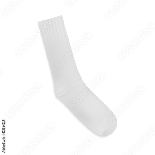 White long sock 3d realistic template vector illustration isolated on white.
