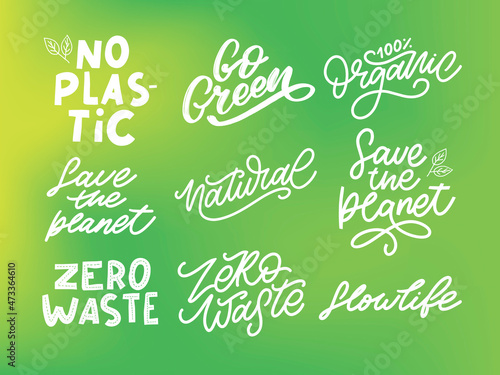 Concept Zero Waste handwritten text title sign. Vector illustration.