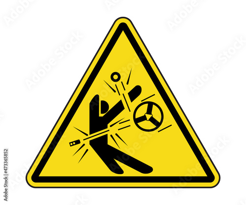 High Speed Moving Parts Warning Label. International High Speed Moving Parts Hazard Symbol.