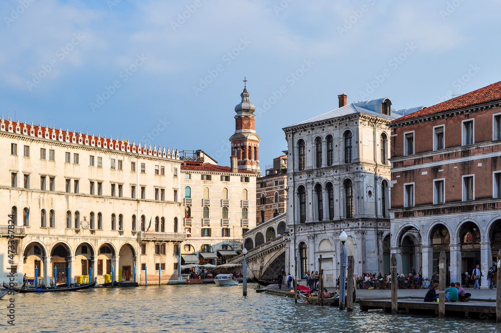 Grand canal near Rialto bridge in Venice
