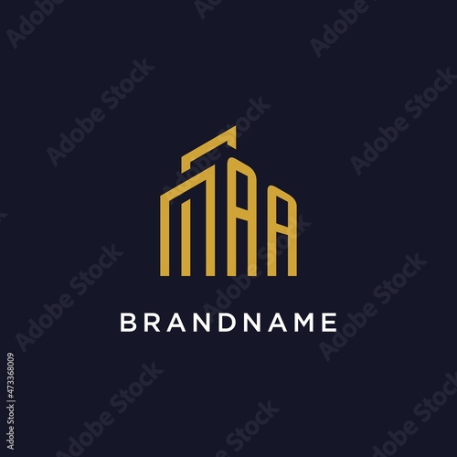 AA initial monogram with building logo design