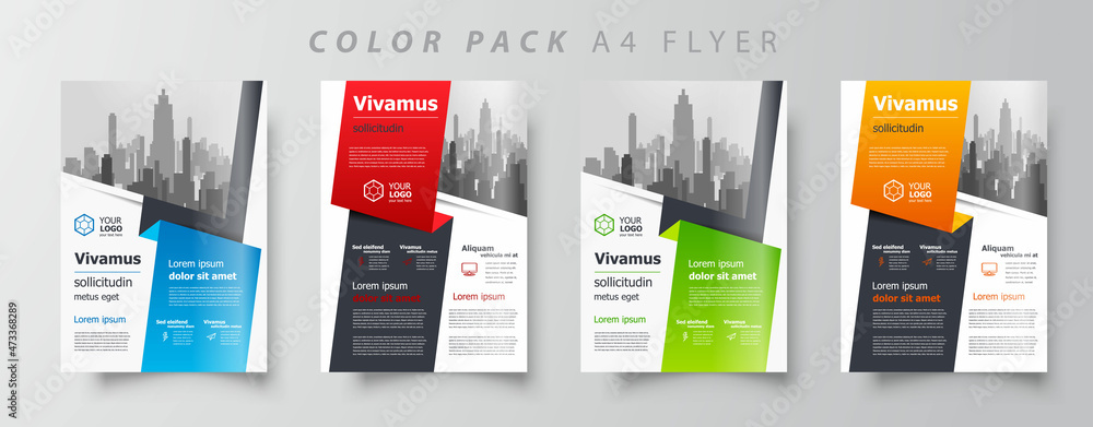 © vectorboom - Flyer brochure design template set color, creative leaflet size A4, trend cover