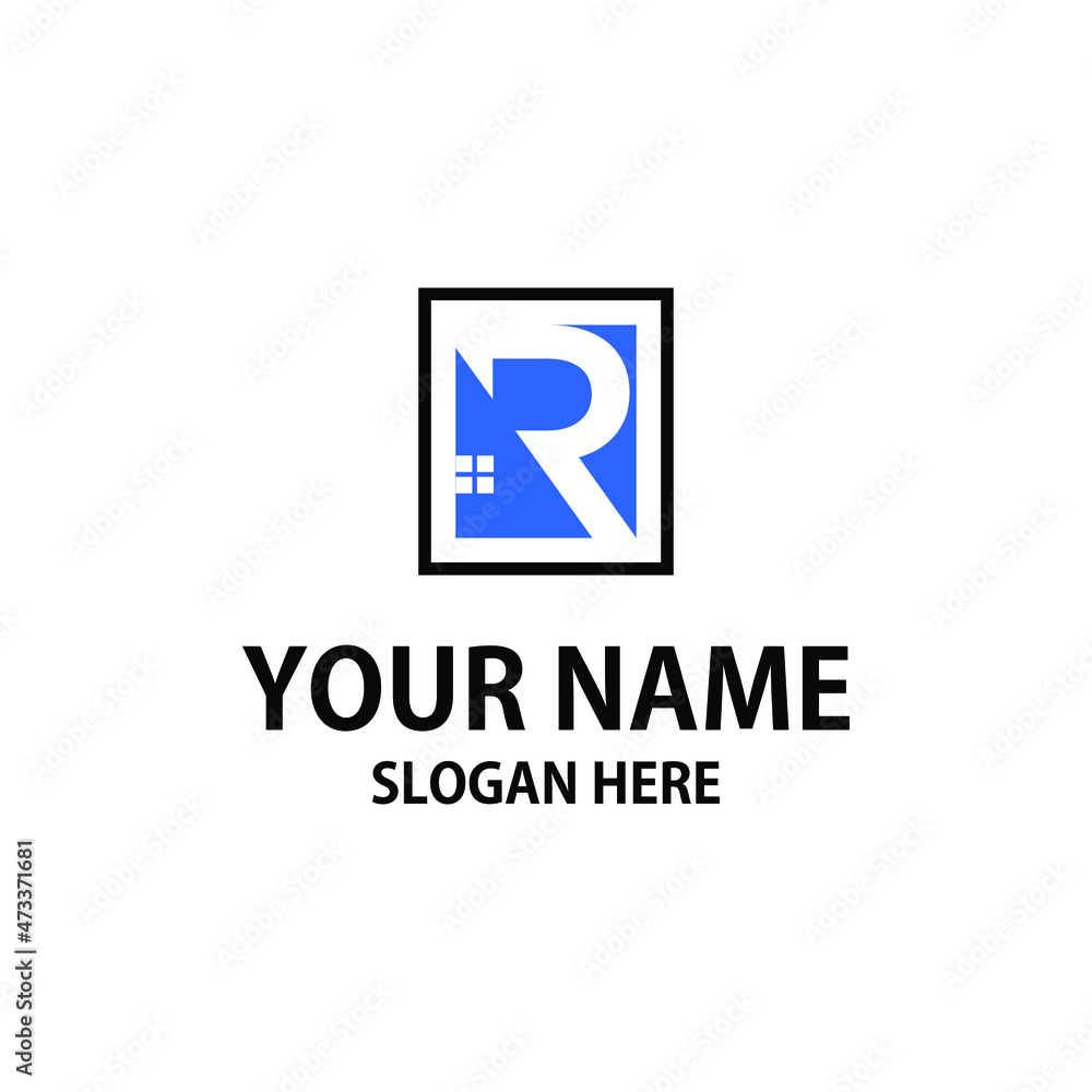 home r initial business logo design home r initial business logo design
