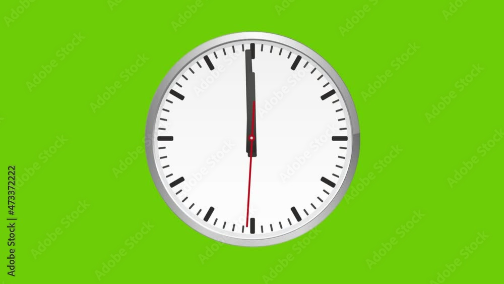 Animated analog clock, one minute to twelve hours, on green screen Animated analog clock, one minute to twelve hours, on green screen