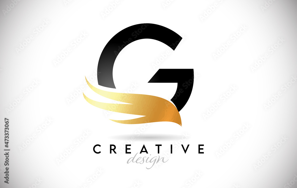 Wing Letter G Logo with Golden Elegant Design. G letter Swoosh Icon Vector Wing Letter G Logo with Golden Elegant Design. G letter Swoosh Icon Vector