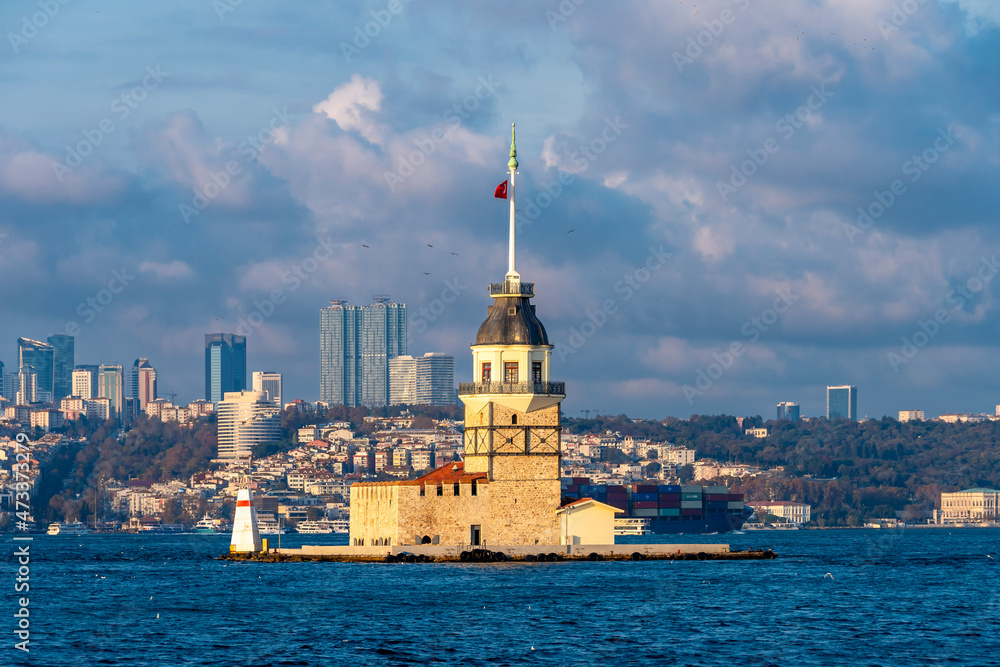 Fototapeta premium Ferry is on The Bosphorus in Istanbul
