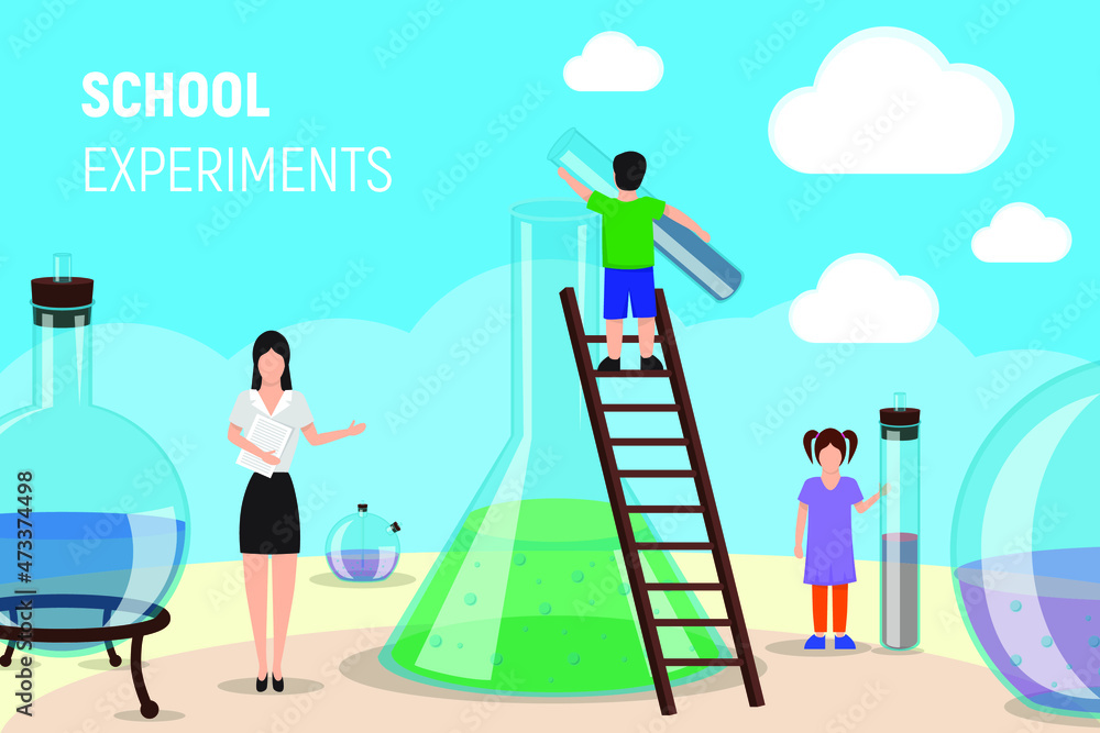 Children conduct interesting school experiments. Children conduct interesting school experiments.
