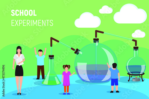 Children conduct interesting school experiments.