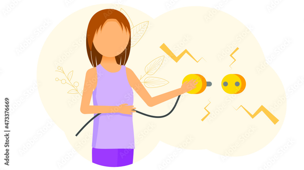 Abstract Flat Woman Plugs Into The Socket Electric Shock First Aid Cartoon People Character Concept Illustration Vector Design Style Healthcare Medical Electrocute Abstract Flat Woman Plugs Into The Socket Electric Shock First Aid Cartoon People Character Concept Illustration Vector Design Style Healthcare Medical Electrocute