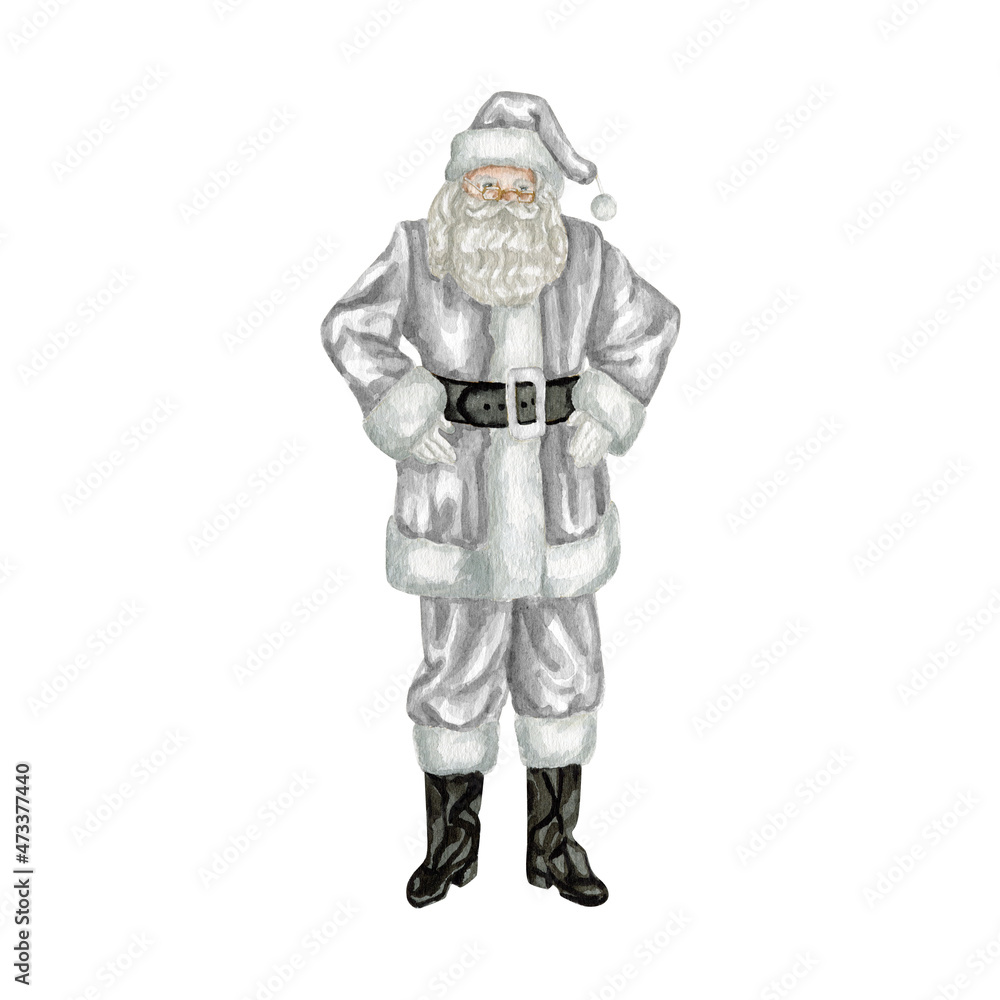 Watercolor Christmas Santa Claus hat and bag hand drawn clipart Watercolor Christmas Santa Claus hat and bag hand drawn clipart